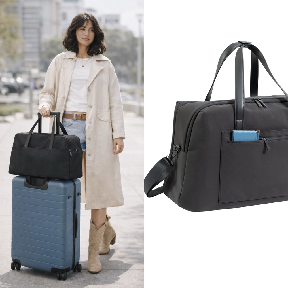 NWT AWAY The Weekender in Jet Black with shoulder strap